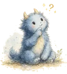 考える青いモンスター